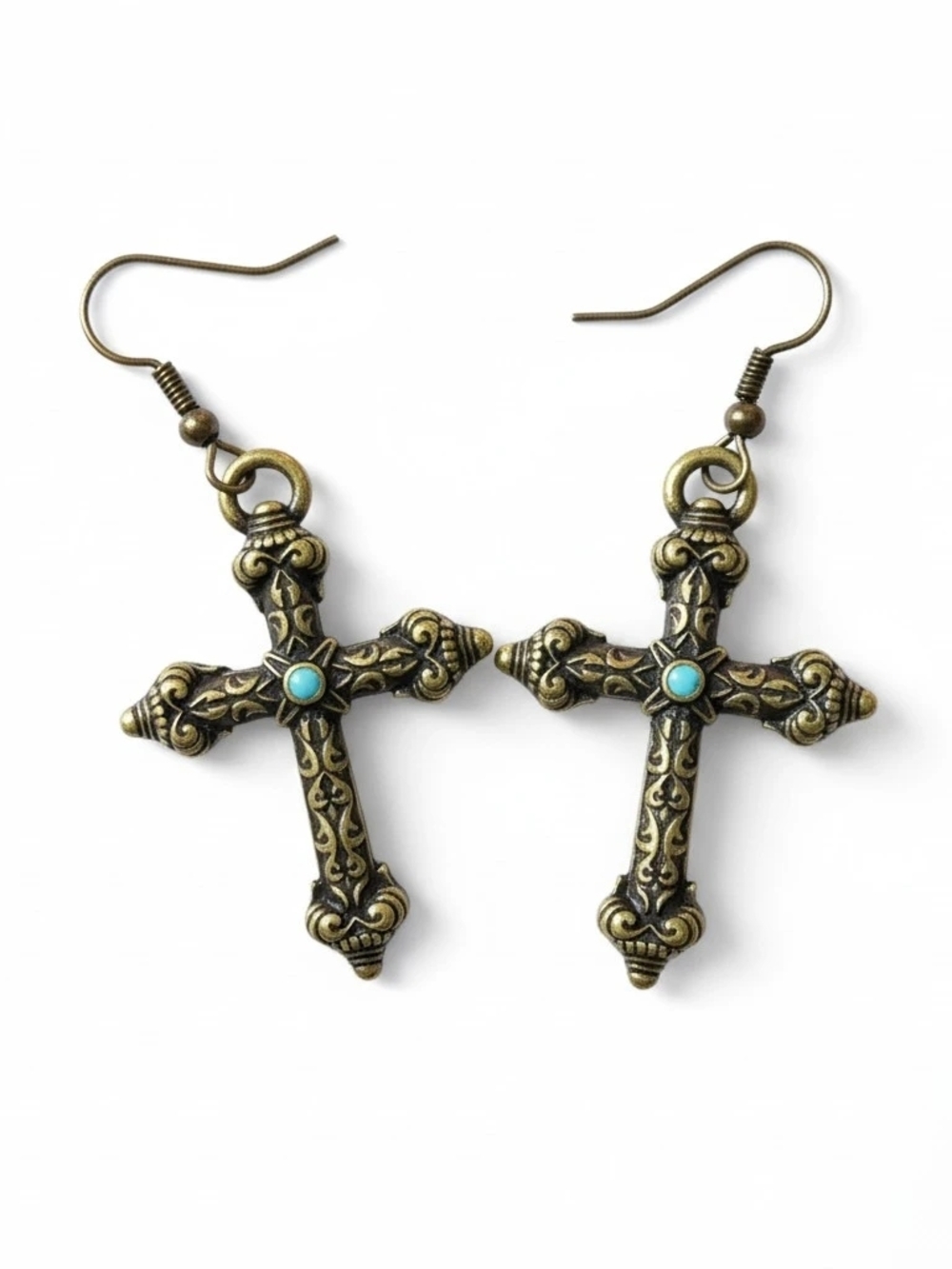 Women's Vintage-Style Large Cross Drop Earrings